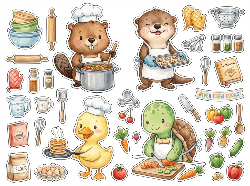 Cooking with River cutout sheet