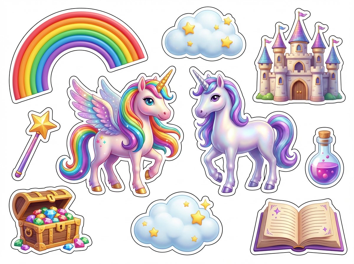 Magical Unicorns cutout sheet