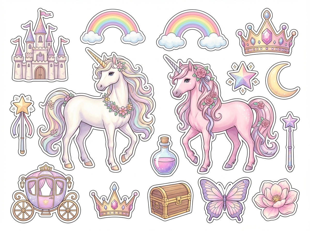Unicorns Classical cutout sheet