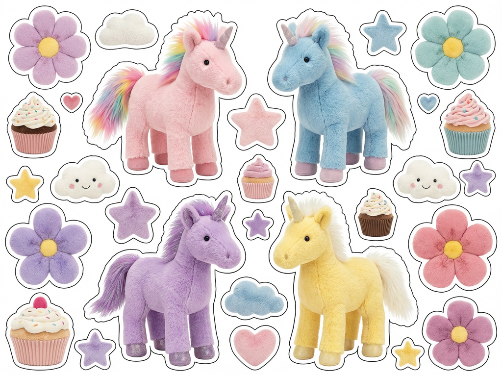 Fluffy Unicorn cutout sheet