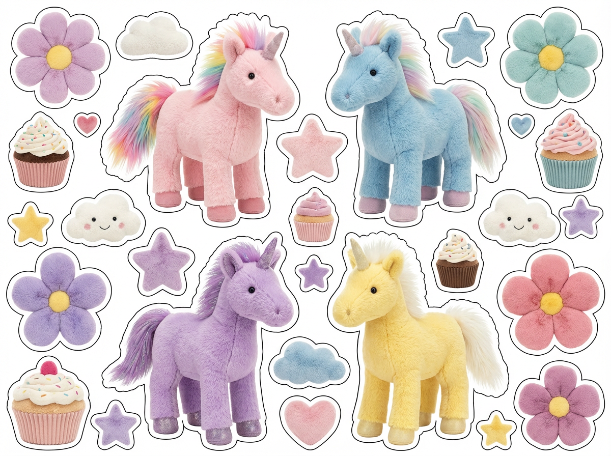 Fluffy Unicorn cutout sheet