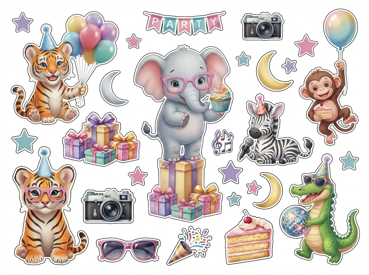Party Animals  cutout sheet