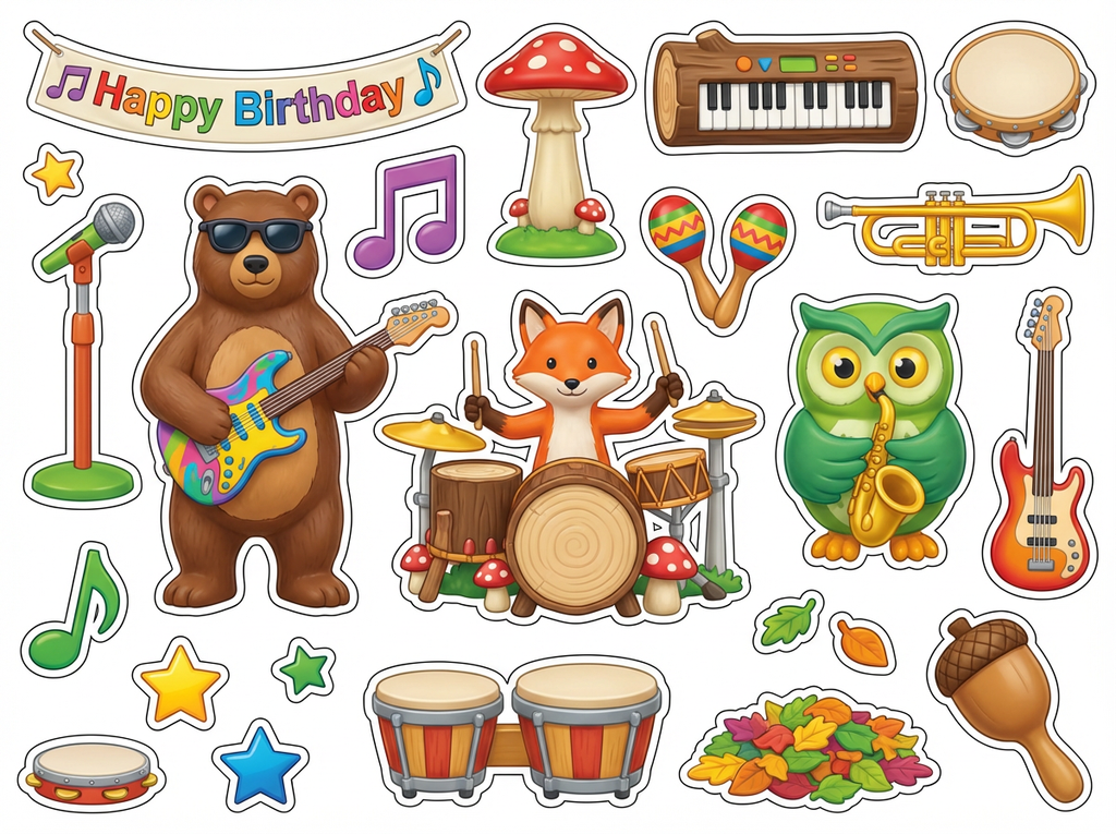 Forest Funky Band  cutout sheet