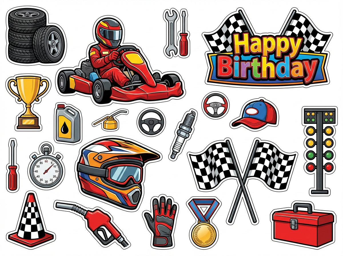 GoKart Birthday cutout sheet
