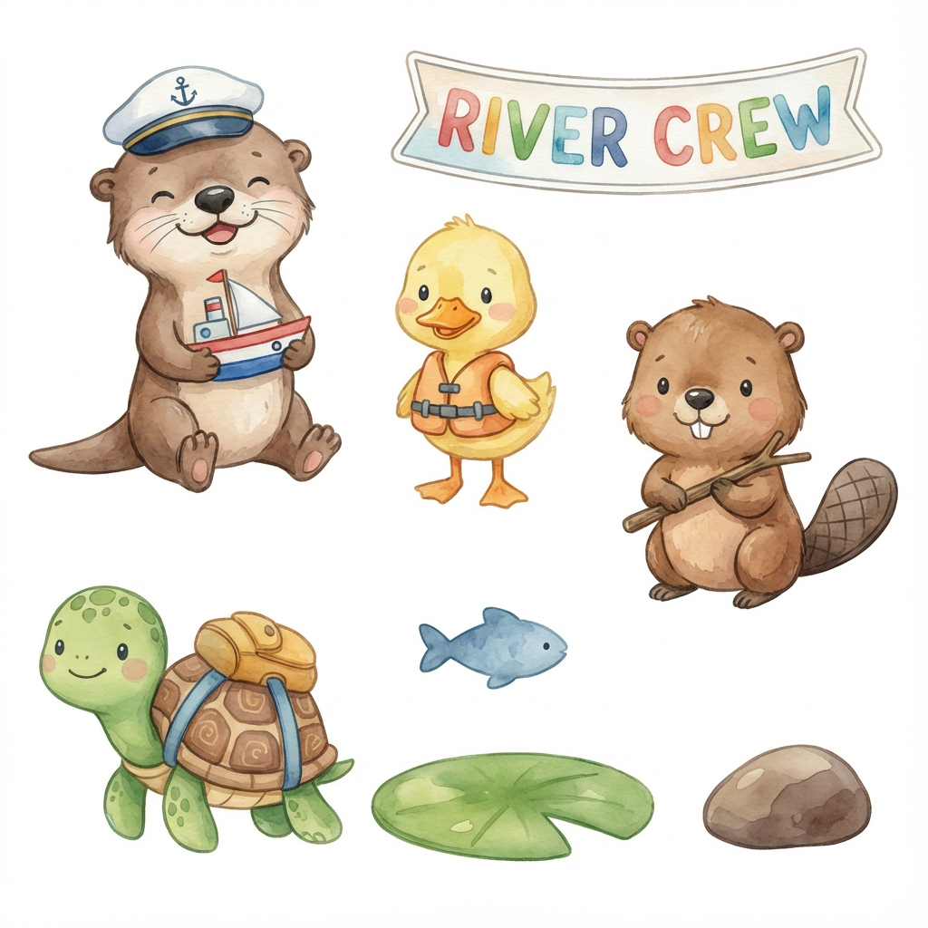 River and Friends Kiss-cut vinyl sticker Collection